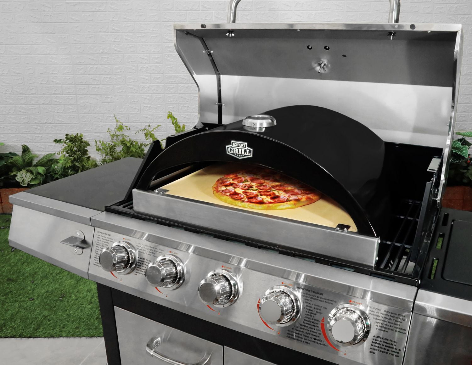 Expert Grill Pizza Oven with Pizza Stone Stainless Steel Black GPT2416W C