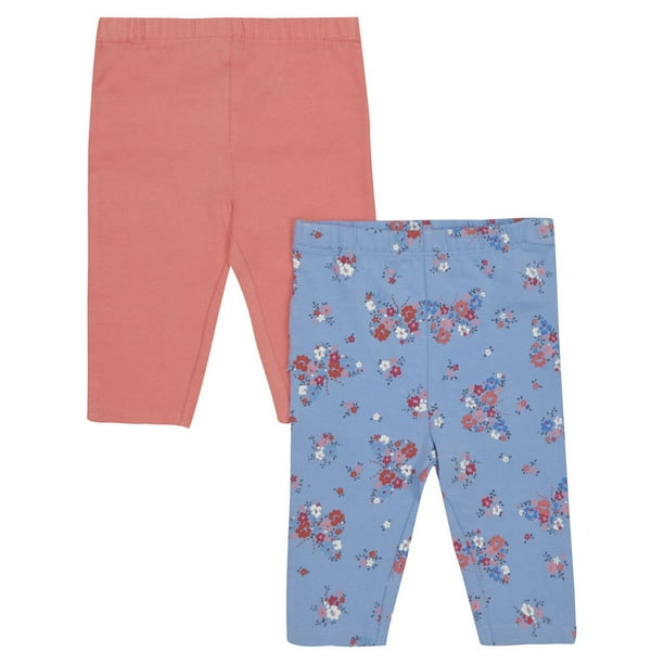Paq. de 2 leggings à motif floral et uni George British Design pour bébés filles