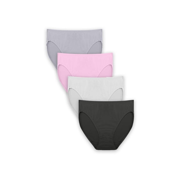 Fruit of the Loom Women's Breathable Micro-Mesh Assorted Hi-Cut Underwear, 4-Pack