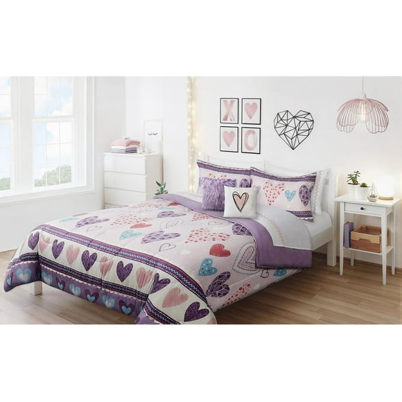 Safdie & Co. Microfiber Comforter Set 3PC - Pretty Hearts Double Queen