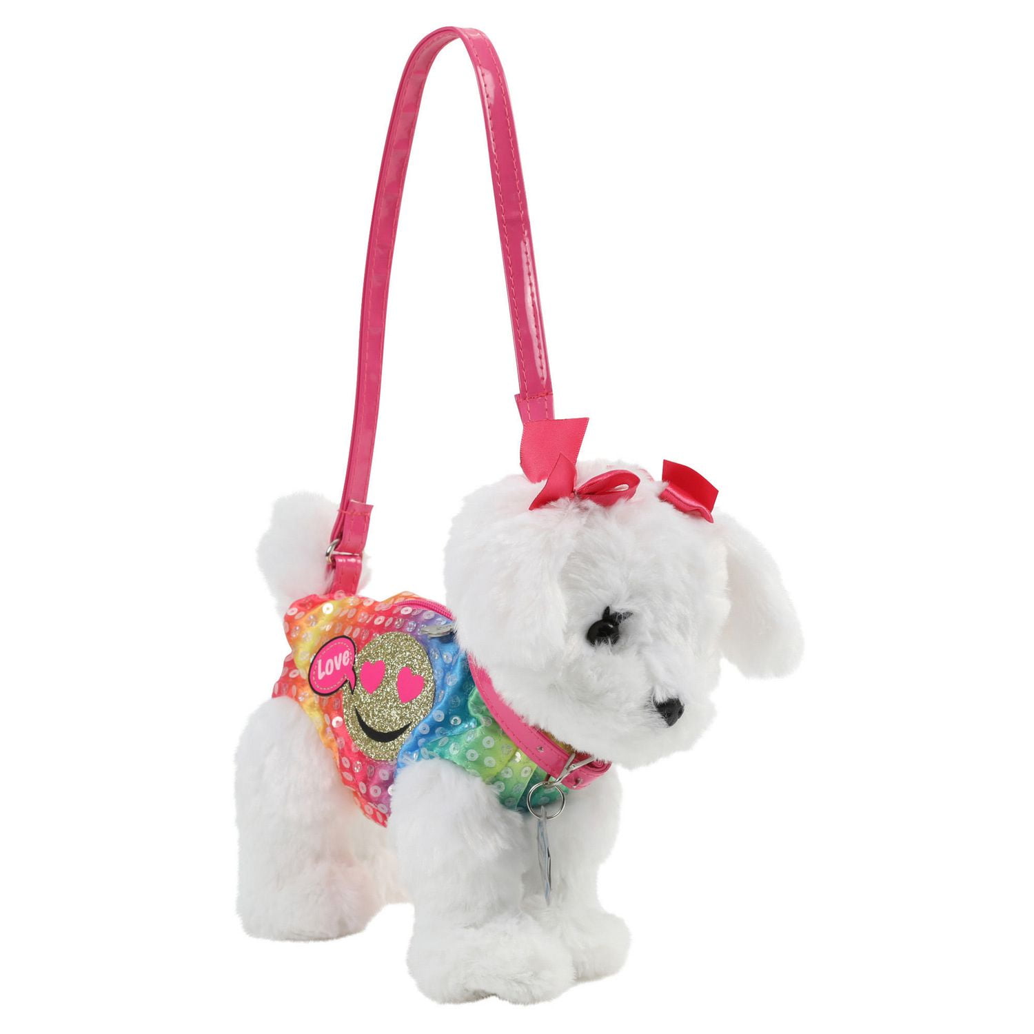 Poochie and Co. Maltese with Rainbow Sequins and Emoji Plush Purse ...