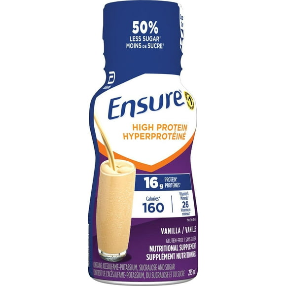 Ensure High Protein, Nutritional Supplement Protein Shakes, Ready to Drink, Vanilla, 6 x 235-ml Bottles