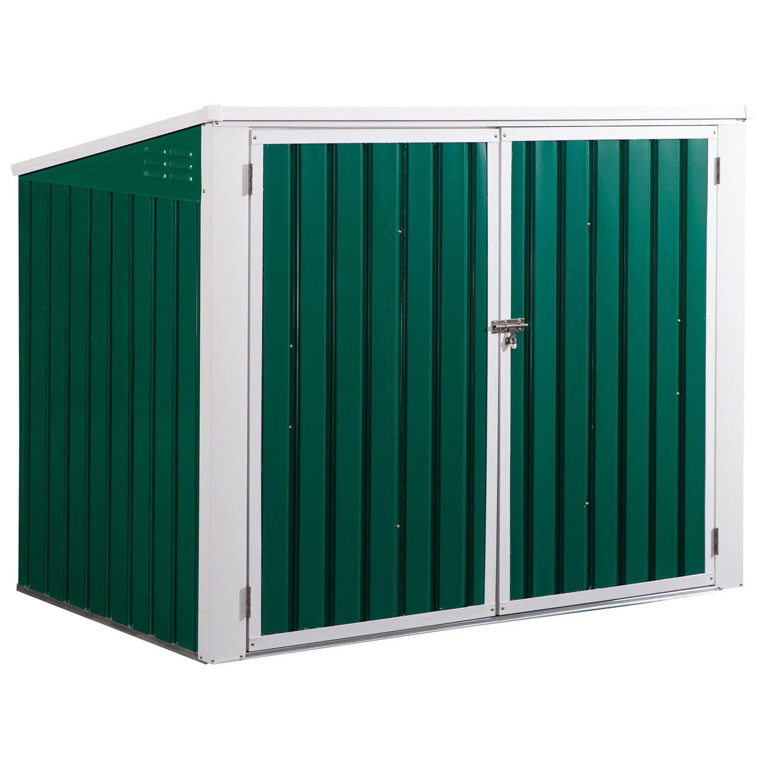 Outsunny Outdoor Steel Wheelie Trash Can Storage Shed Garbage Can