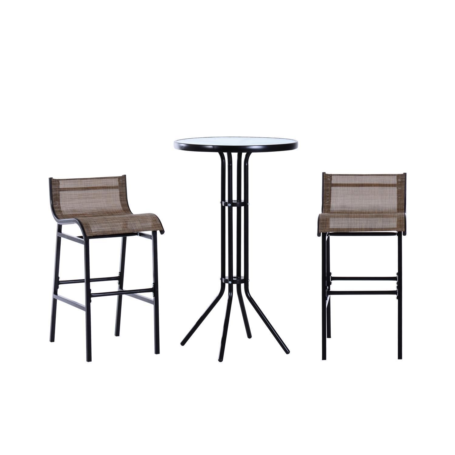 Outsunny 3pcs Outdoor Patio Pub Set Garden High Bistro Set 1 Table 2 