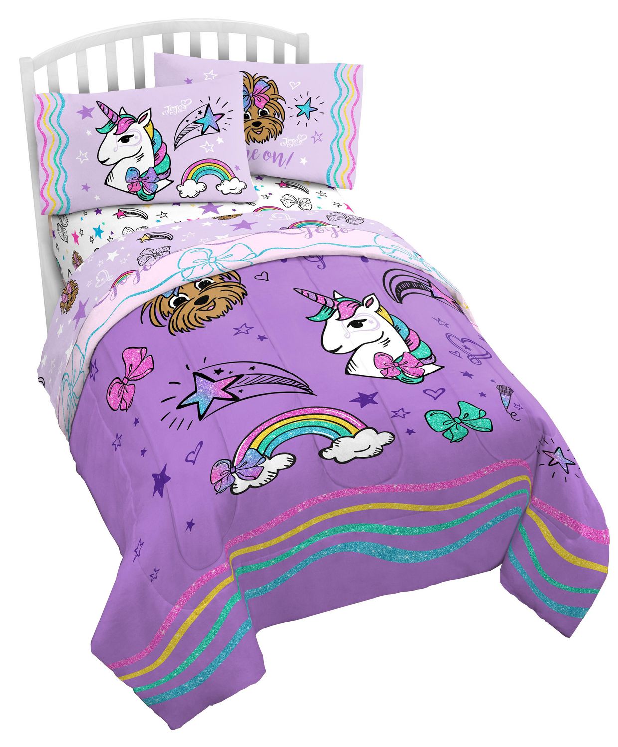 Jojo Siwa Unicorn Shine Twin Sheet Set & Reversible Comforter 