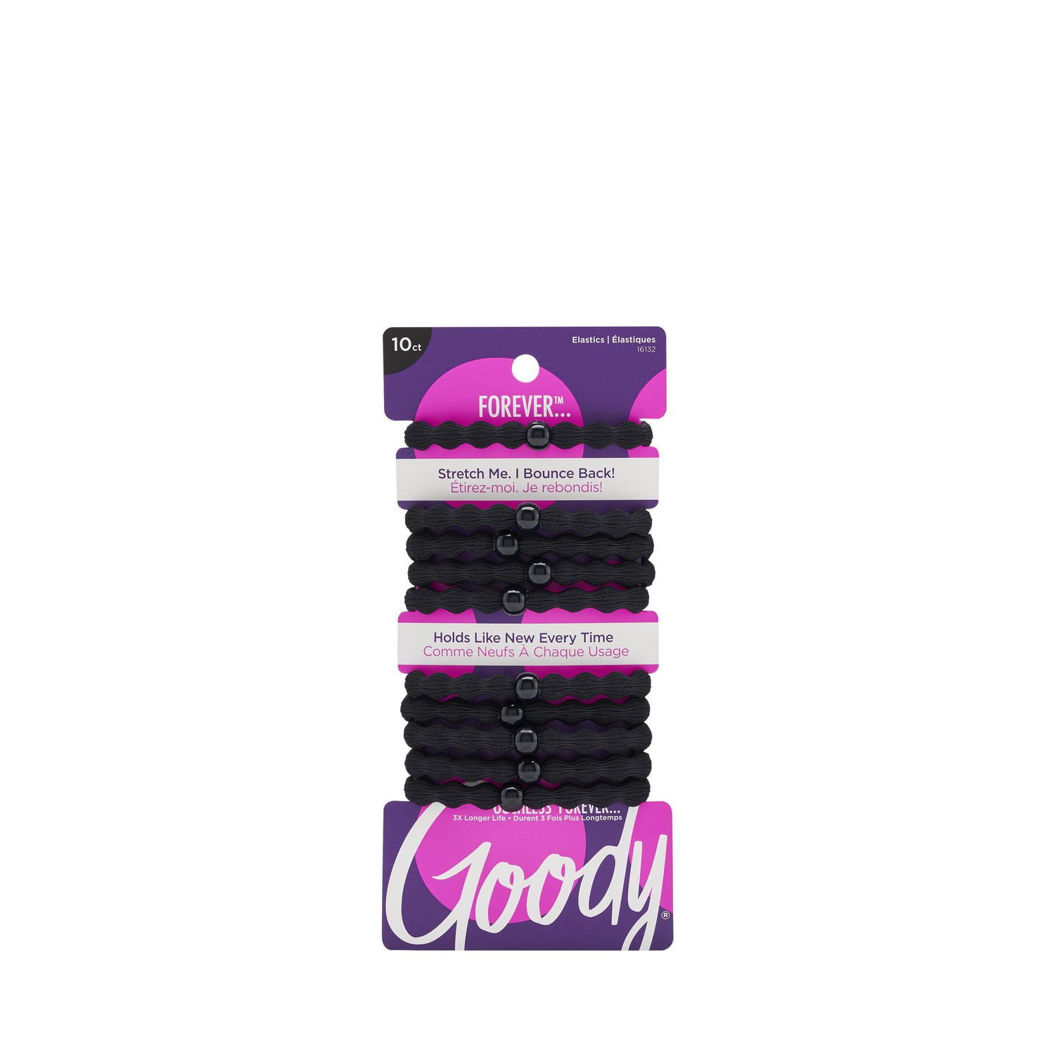  GOODY Ouchless XL & Extra Thick Elastics, Black, 10.0