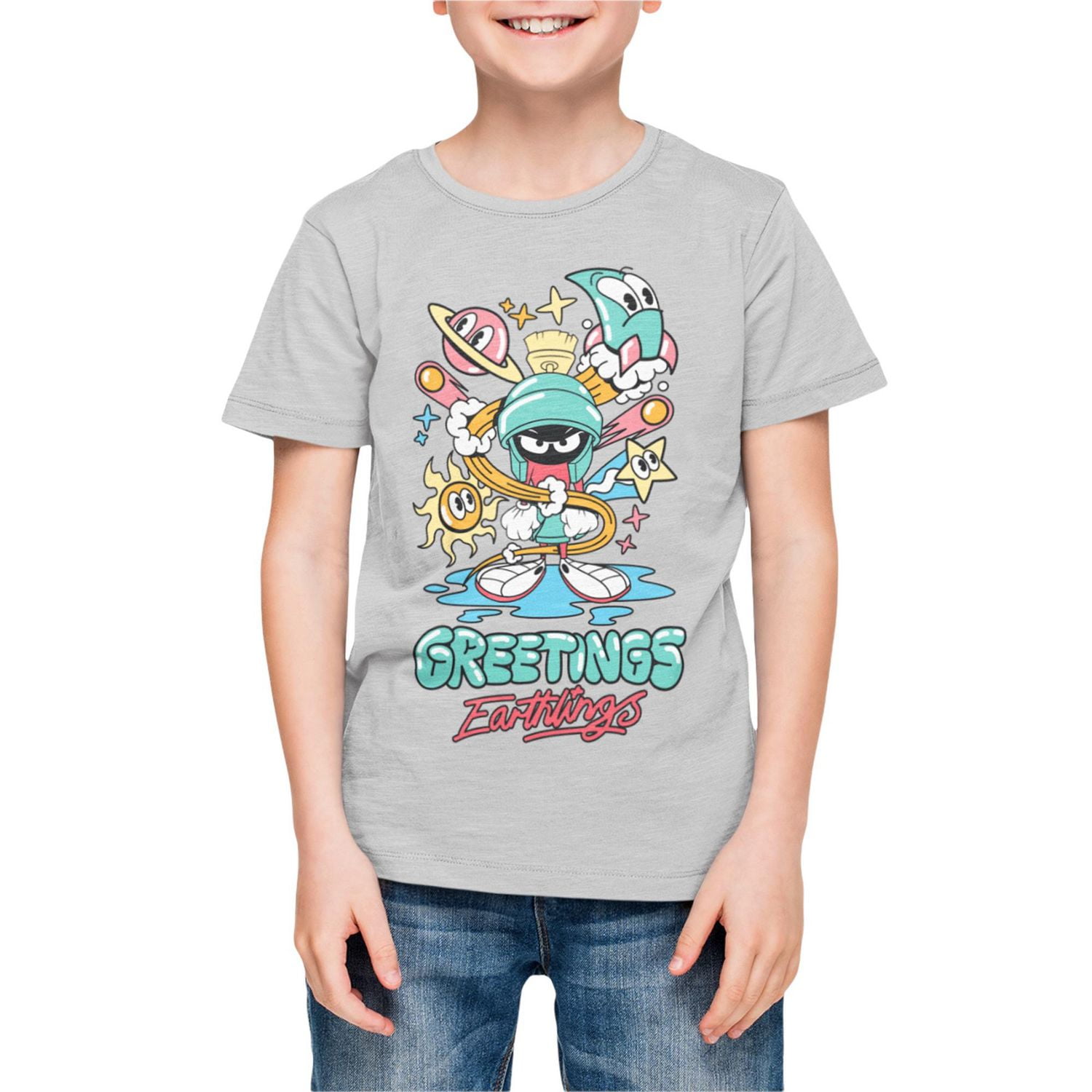 Looney Toons Boy's basic tee shirt. This boys crew neck tee shirt has short sleeves and a trendy print and