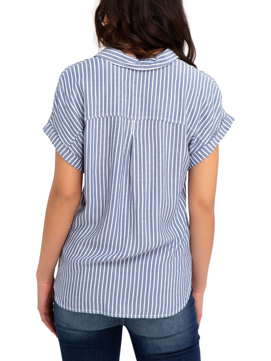 Jordache Women's Dolman Sleeve Curved Hem Shirt