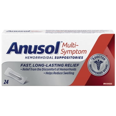 Anusol Multi-Symptôme Suppositoires pour Soulager la Douleur Hémorroïdaire, 24 Suppositoires