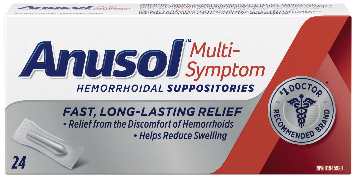 Anusol Multi-Symptom Hemorrhoidal Suppositories, Fast, Long-Lasting Relief from The Discomfort of Hemorrhoids - 24 Suppositories