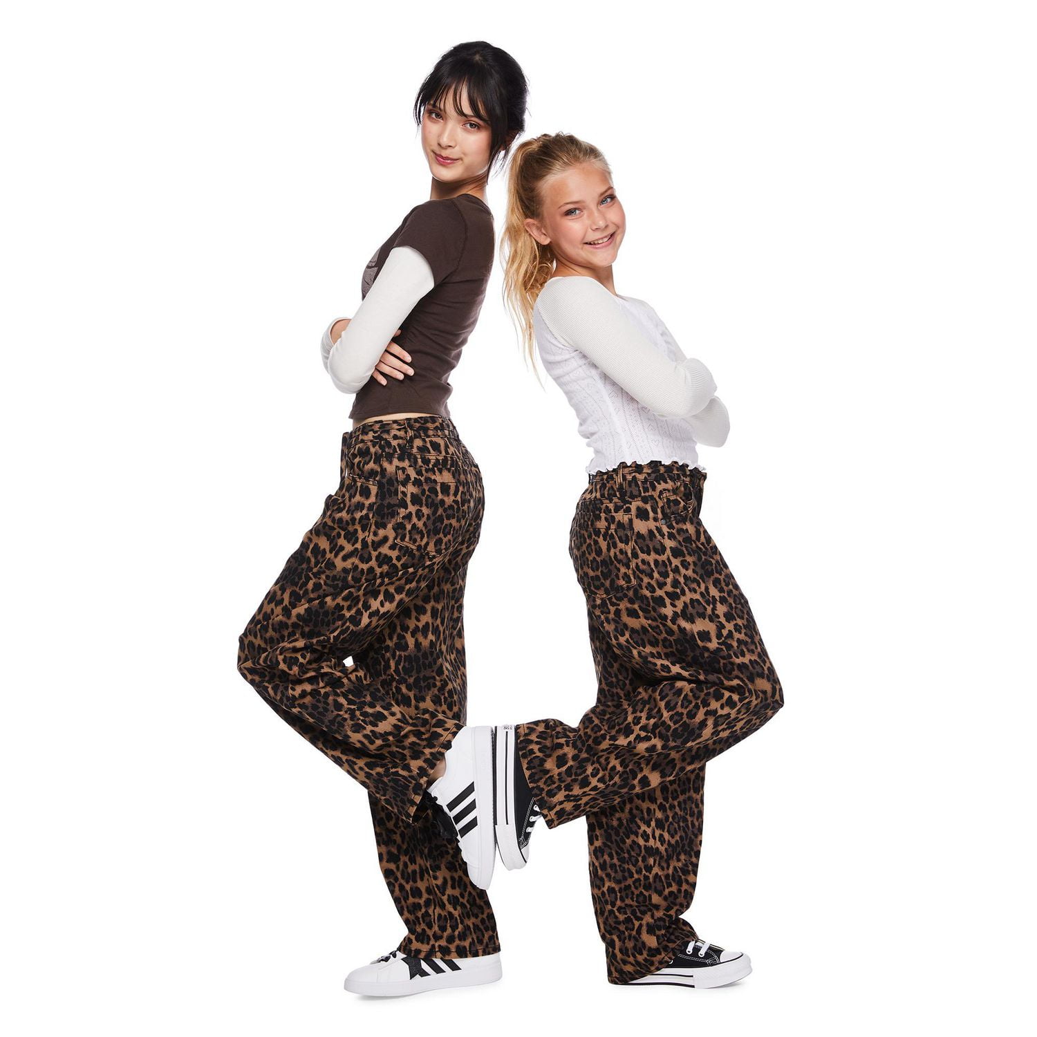 My Sister's Closet Girls' All-Over Leopard Printed Belted Barrel Pant