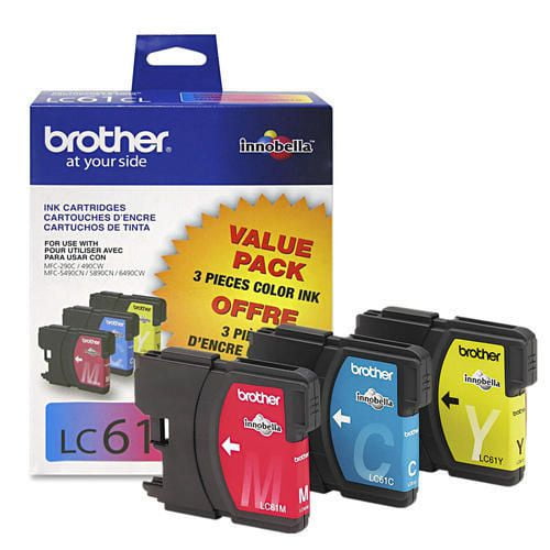 Brother LC613PKS 3-Pack of Innobella Ink Cartridges Colour (1 each of Cyan, Magenta, Yellow), Standard Yield