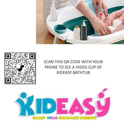 KidEasy Baby bathtub- Foldable and portable-Includes infant cradle net-  Non-slip feet for 0-3 years (Tub+Cushion), Canadian supplier 
