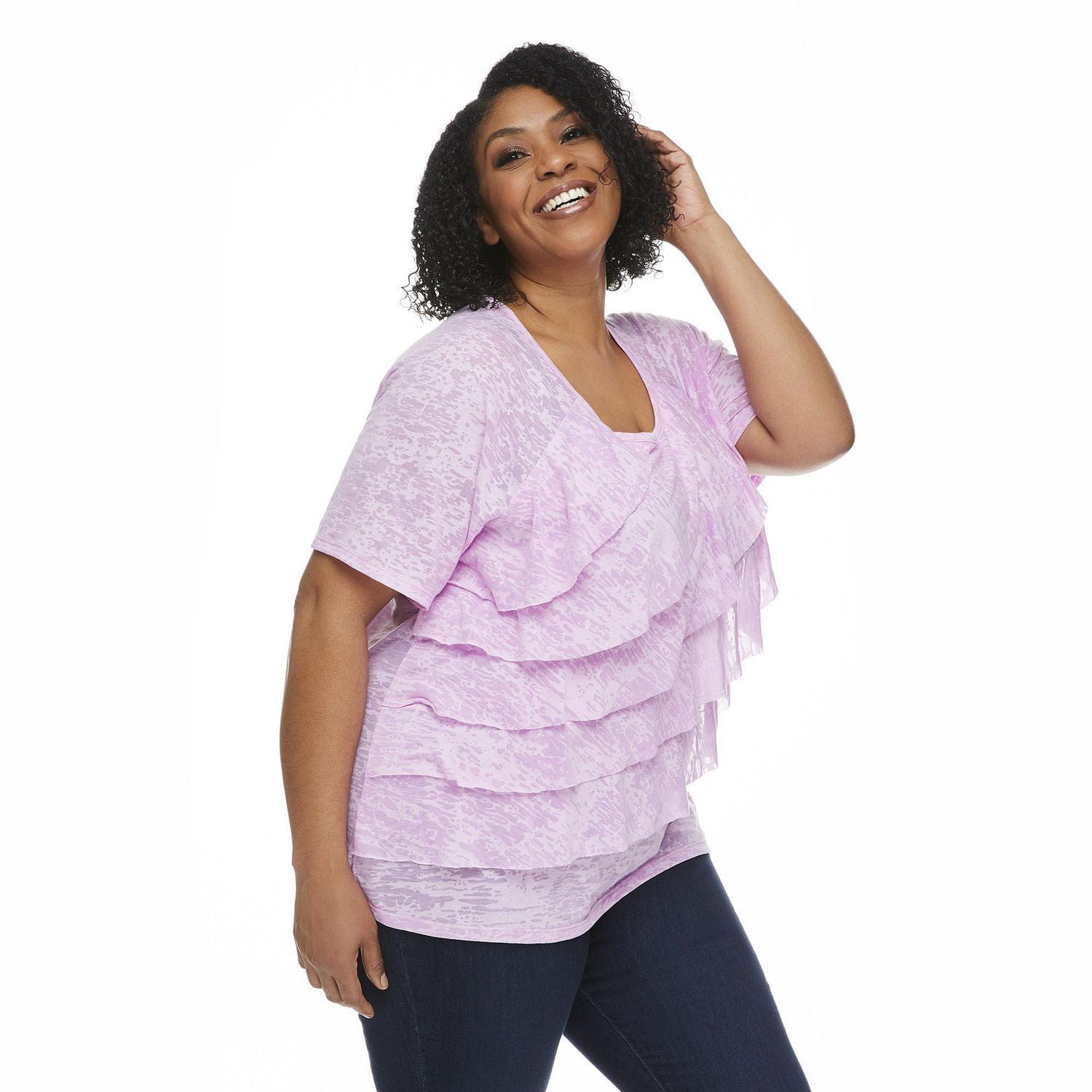 Penmans Plus Women's Asymmetrical Ruffle Top