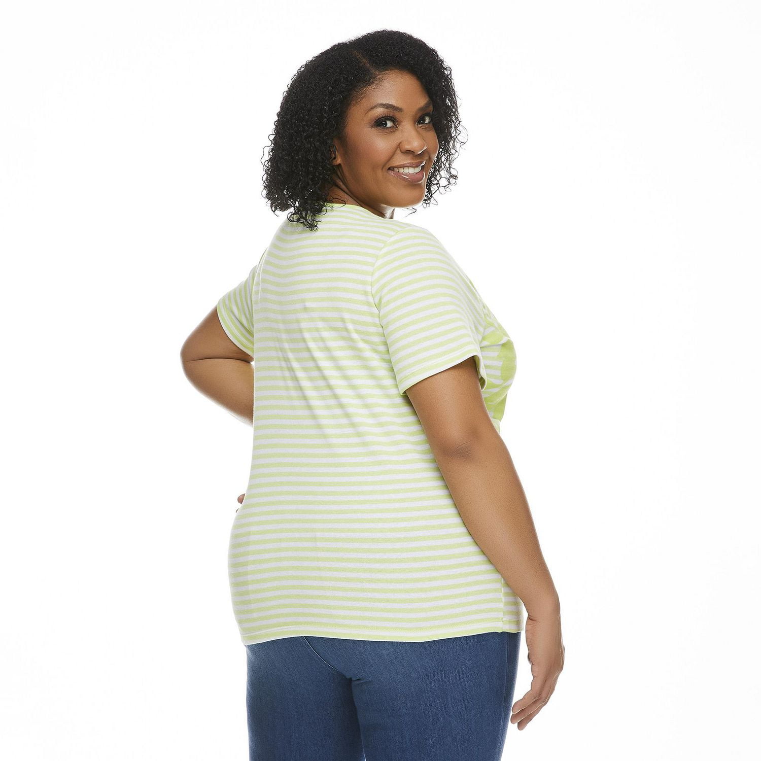 T-shirt trompe-l'œil à manches courtes avec encolure en V George Plus pour femmes