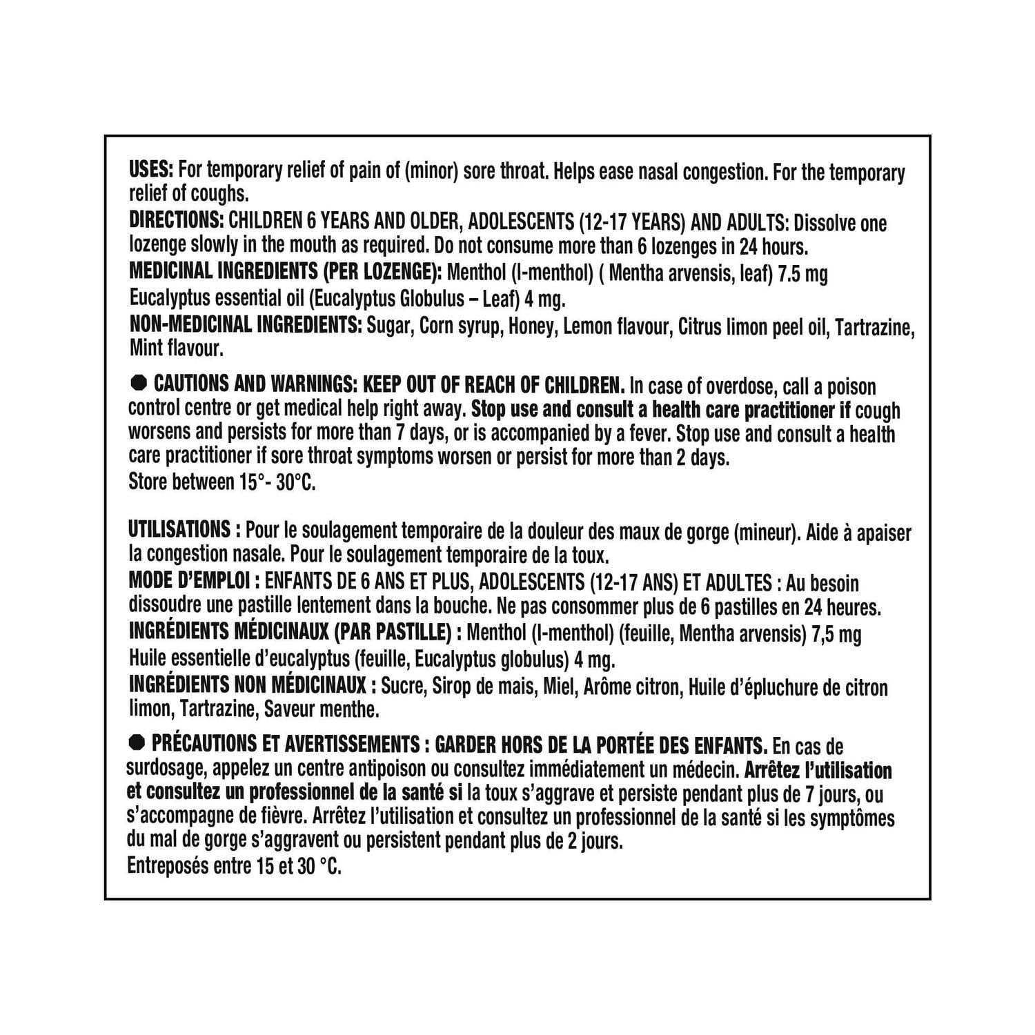 Equate Honey Lemon Cough Drops, 30 Lozenges