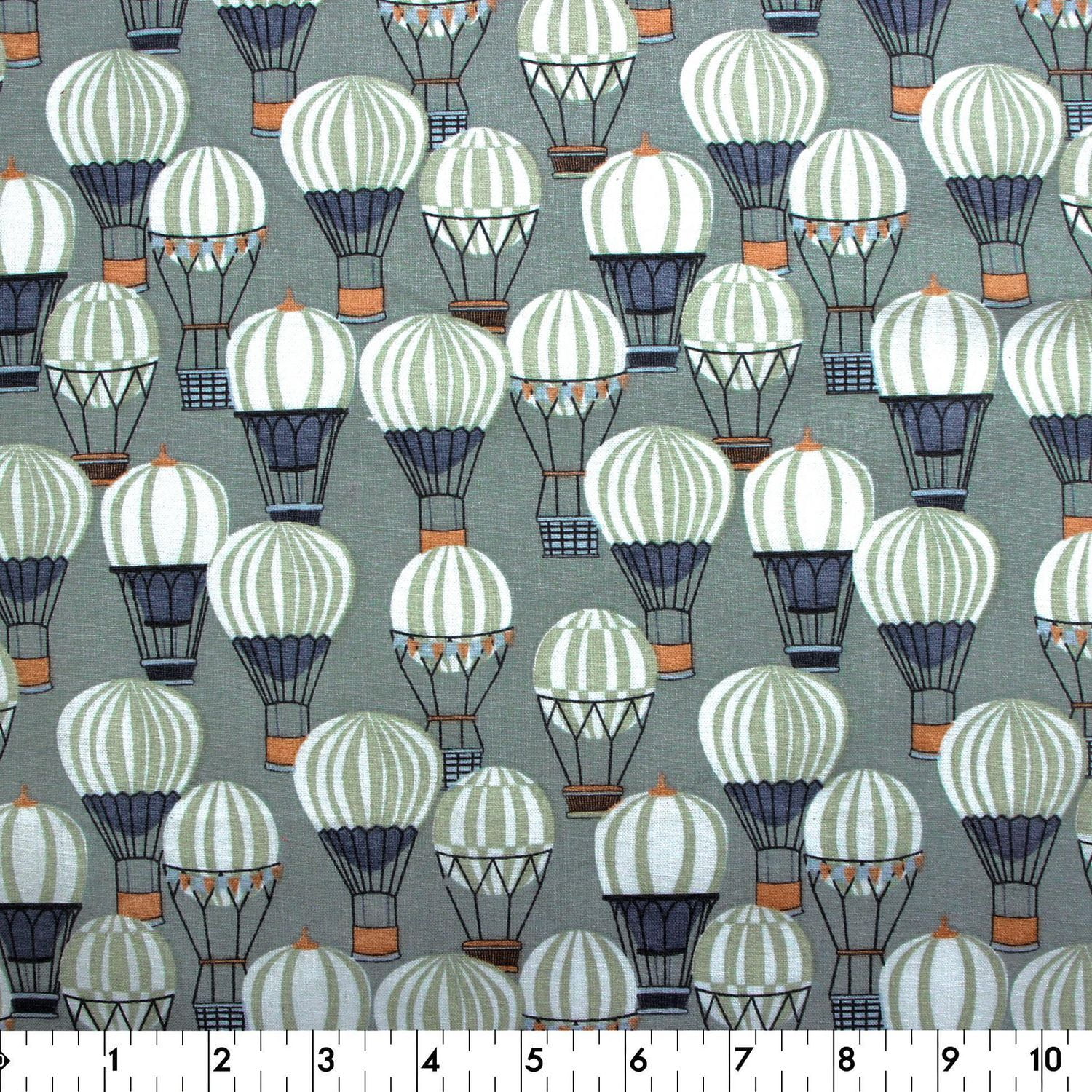 Fabric Creations Grey with Hot Air Balloons Fat Quarter PreCut Fabric