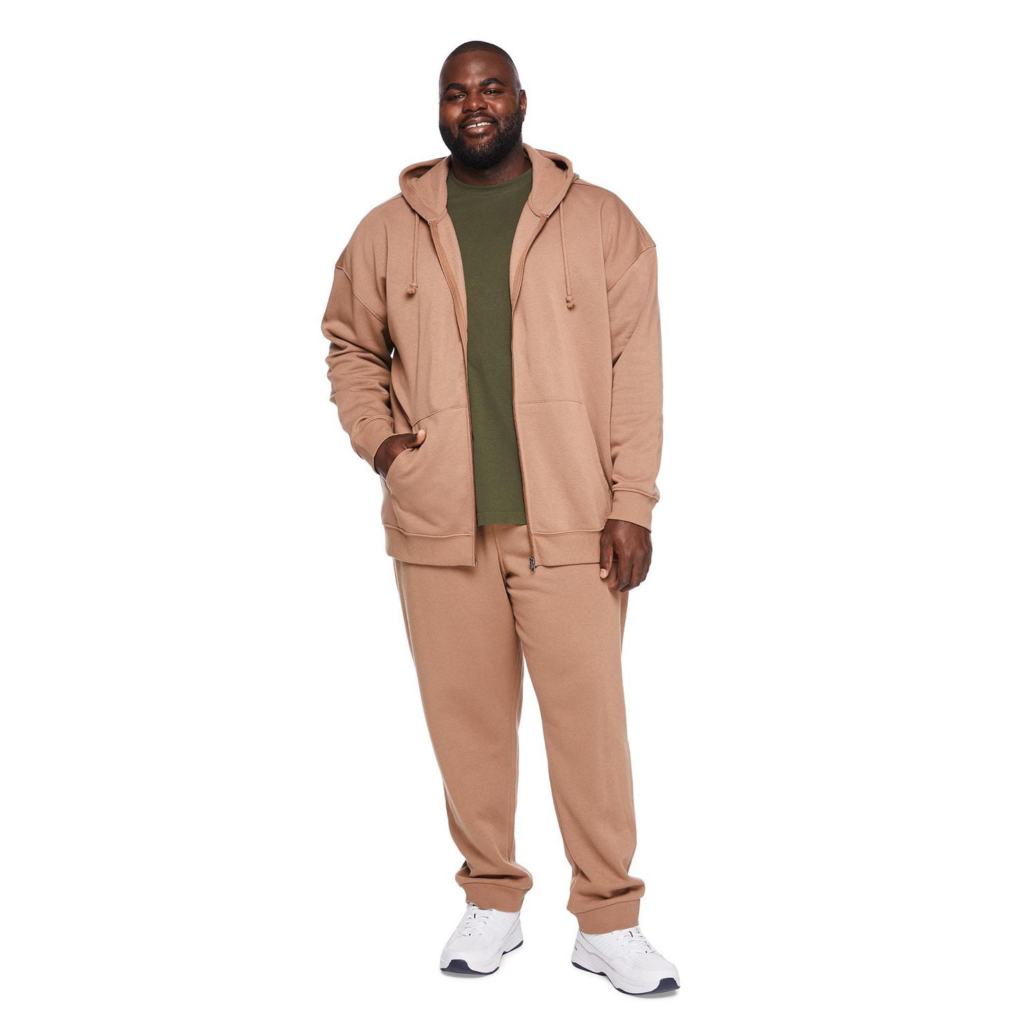 Haut à capuchon zippé sur la longueur George Plus pour hommes Tailles 3XL-5XL