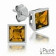 Boucles d’oreille carré en argent slerling sertis clos de zircon cubique couleur champagne de 6 mm – image 1 sur 2