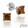thumbnail image 1 of Champagne CZ Square 4mm Prong Set Stud Earrings in Sterling Silver, 1 of 2