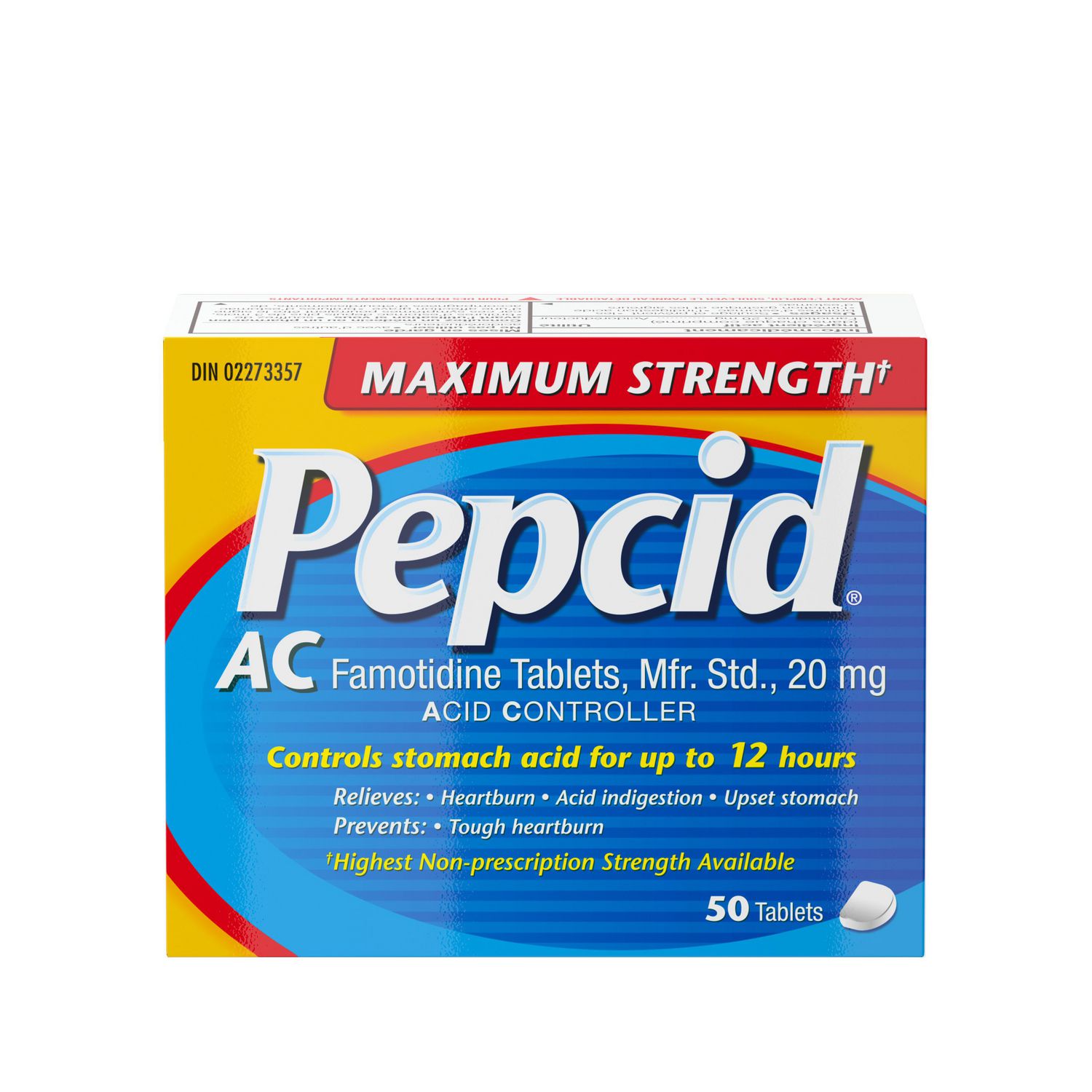 Pepcid Maximum Strength AC Tablets, Acid Reducer for Heartburn, 50 Count