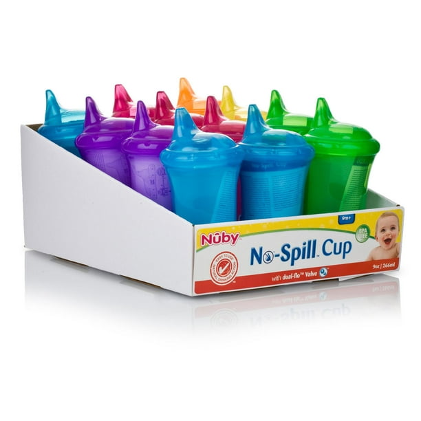 Nuby No-Spill Cup with Dual-Flo Valve, Sippy Cup for Baby and Toddler, 9  Ounce, Color May Vary (Pack…See more Nuby No-Spill Cup with Dual-Flo Valve