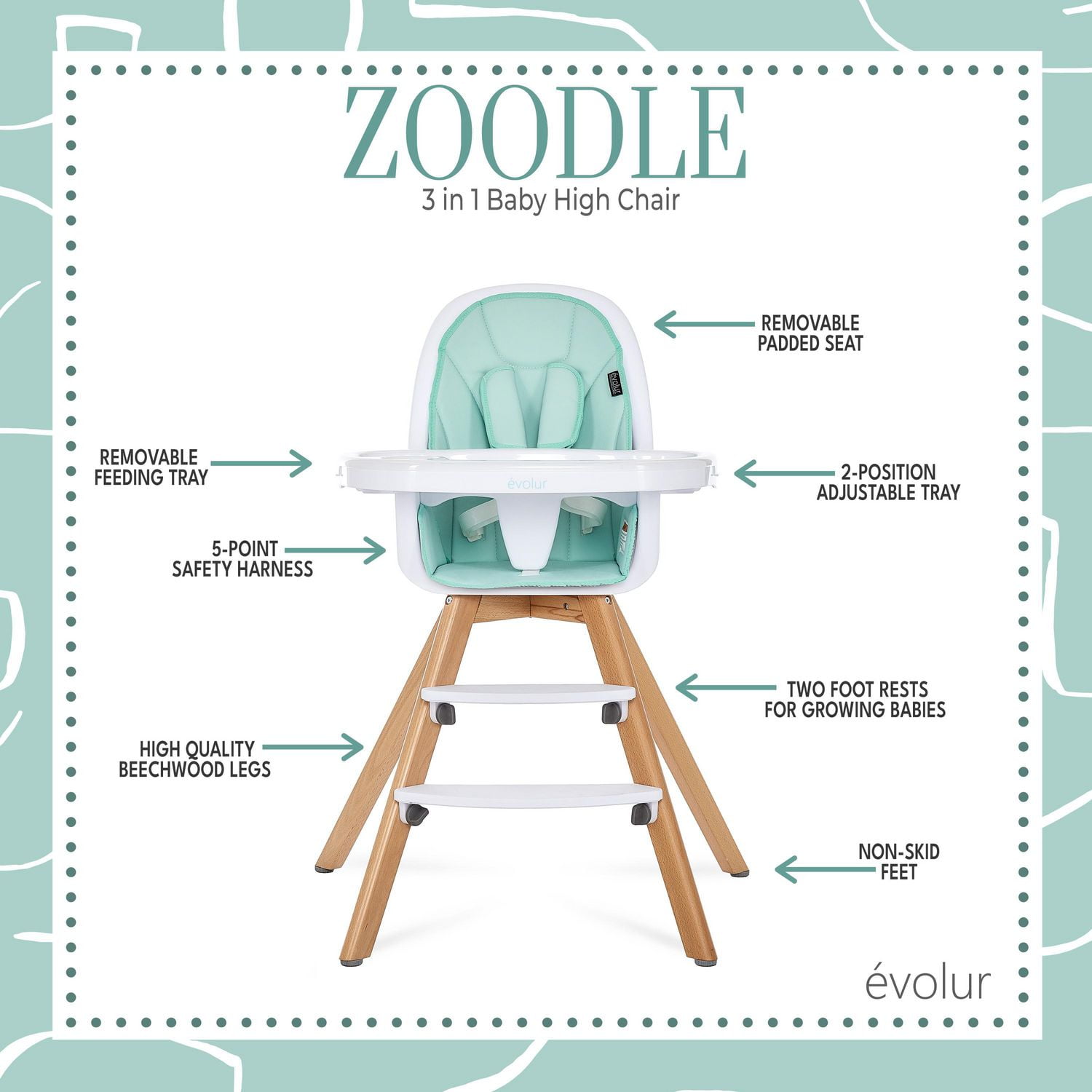 Evolur zoodle best sale high chair