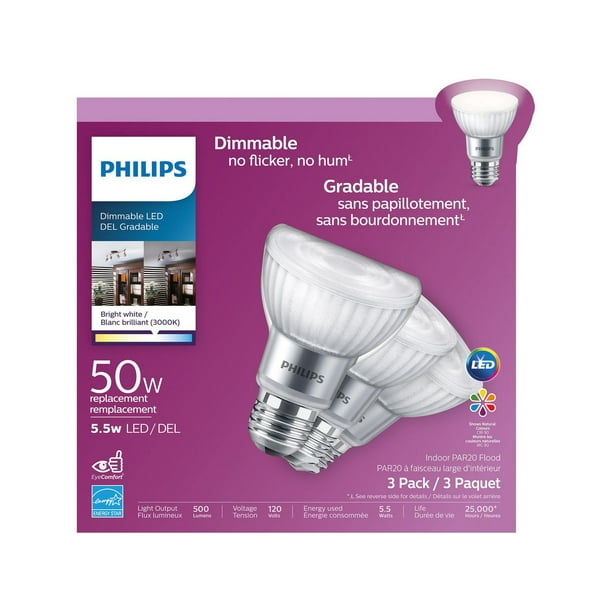 Philips LED 50W PAR20 Bright White SO 3Pk