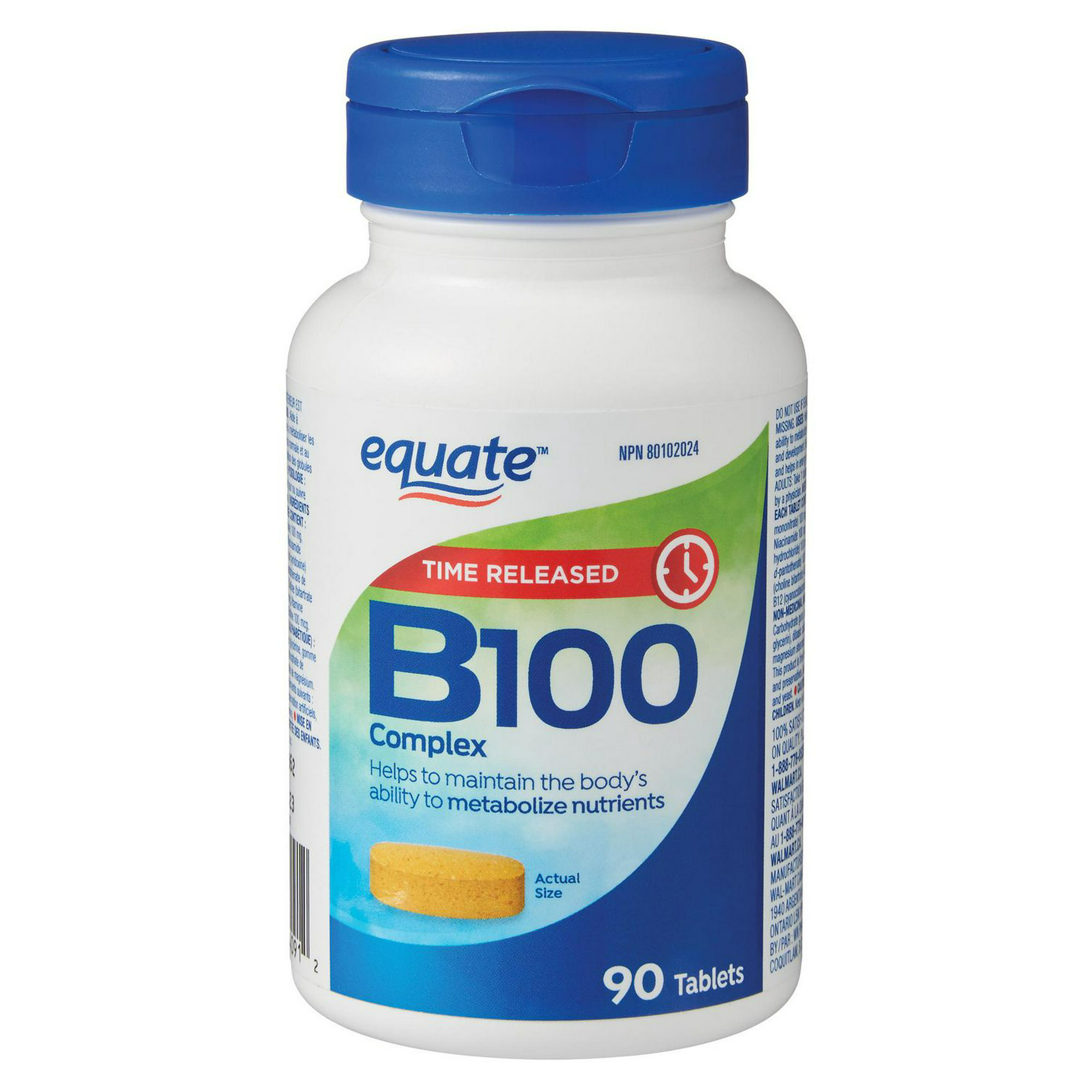 Equate Vitamin B100 Complex Timed Release, 90 Tablets 