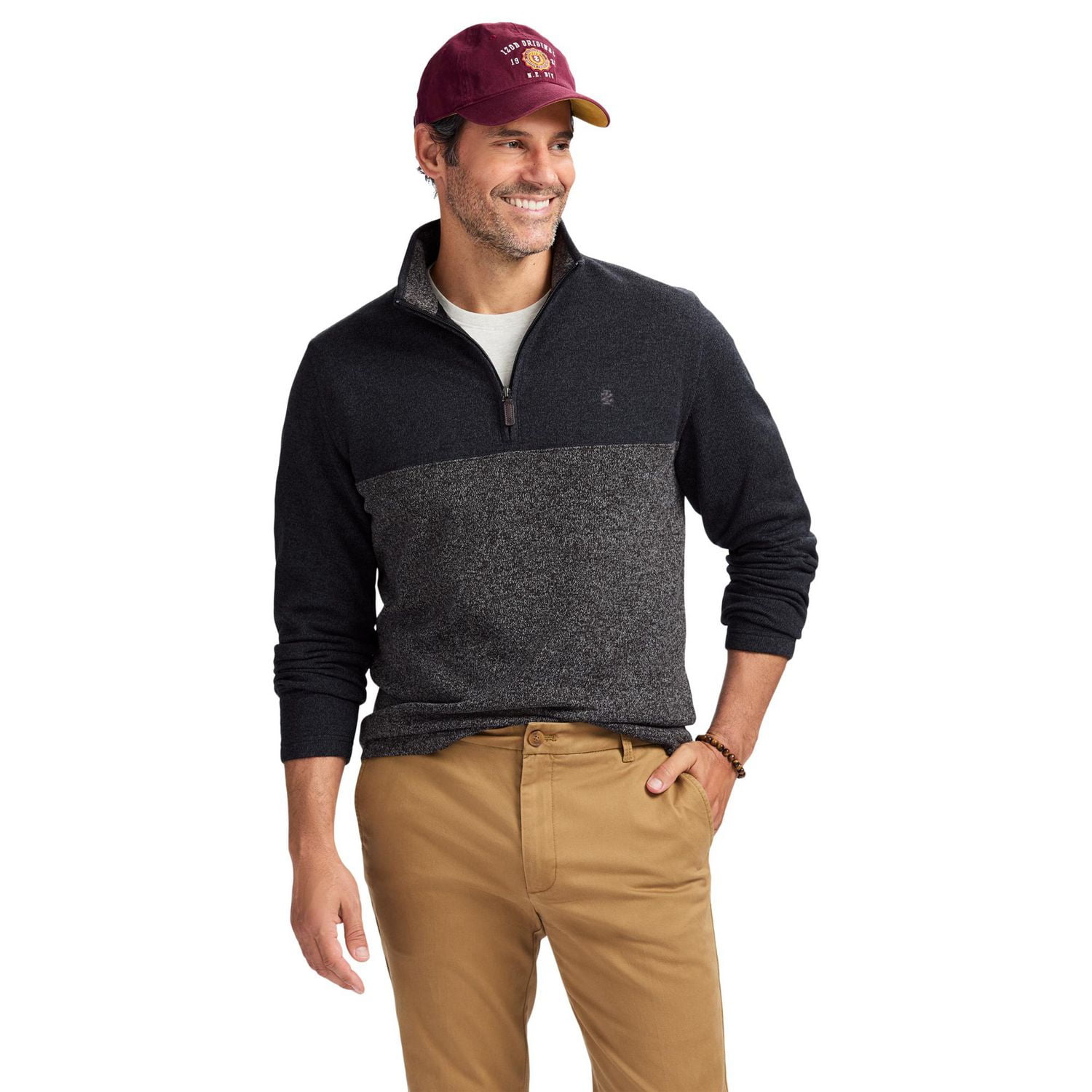 IZOD MENS QUARTER ZIP SWEATER FLEECE