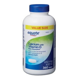 Equate Calcium avec vitamine D 650mg 400 IU