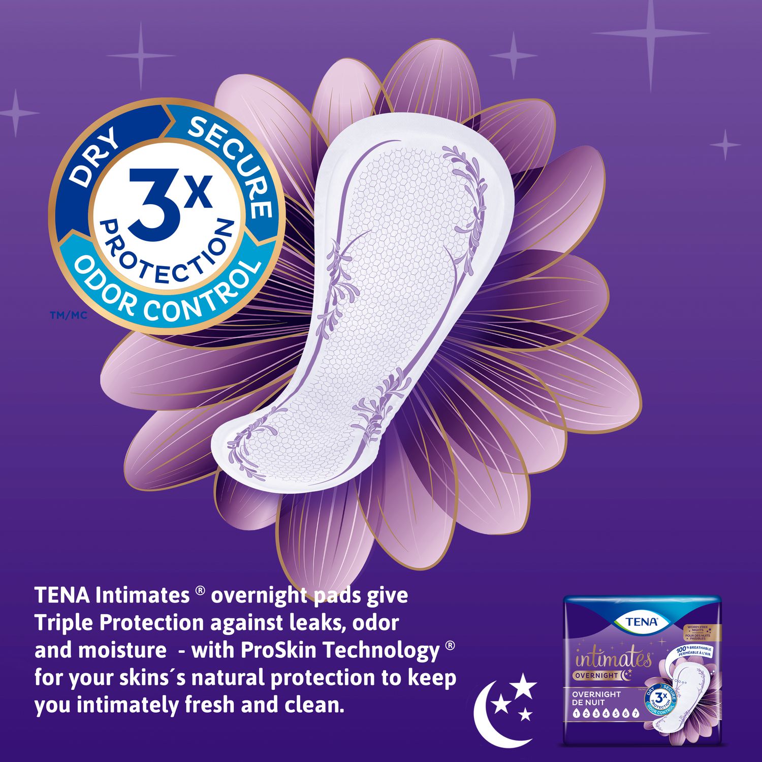TENA Intimates Extra Coverage Overnight Incontinence Pads, 45 Count