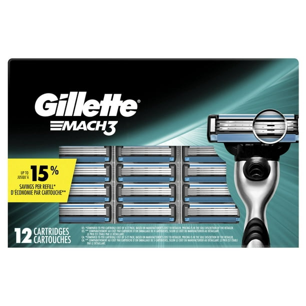 Lames de rasoir Gillette Mach3 pour hommes 12 cartouches