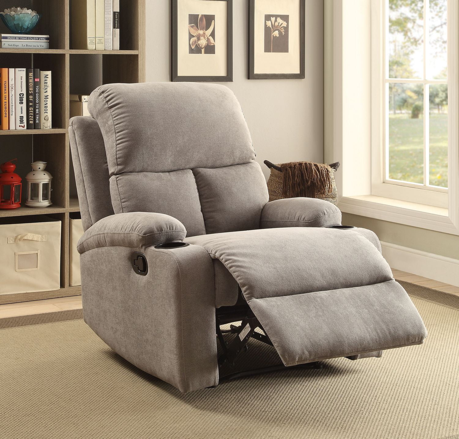 ACME Rosia Recliner in Gray Velvet | Walmart Canada
