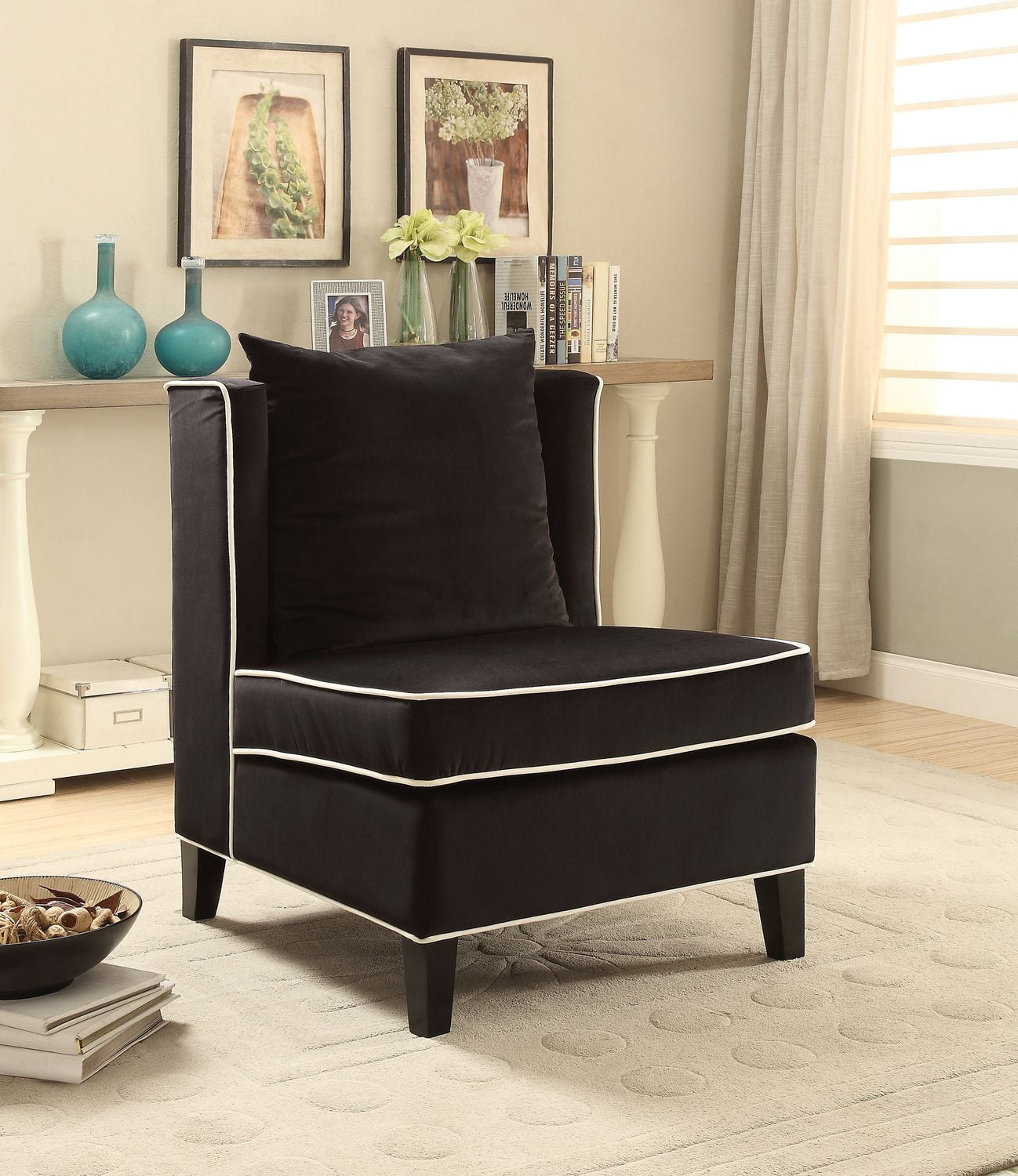 ACME Ozella Accent Chair in Black Velvet Walmart Canada