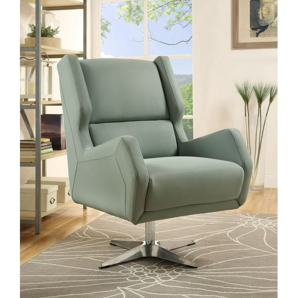 ACME Eudora II Accent Chair in Gray Stone Leather Gel 