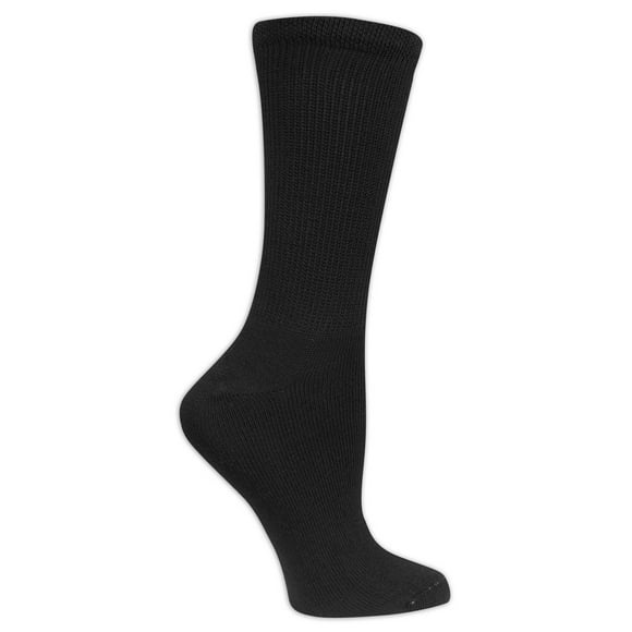 Dr.Scholl's Ladies Diabetic and Circulatory Crew Socks - 4 Pair Pack - Black- soft, non-binding top and with temperature regulating technology