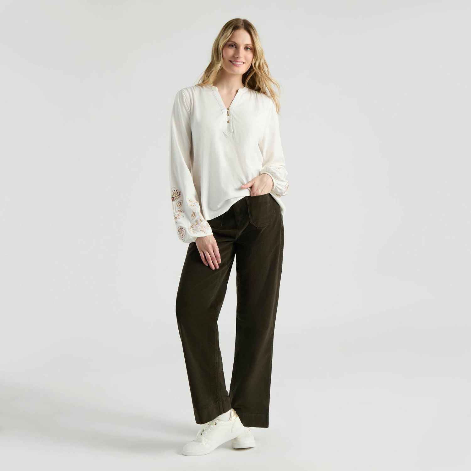 Mexx Women’s Mao Collar Puff Sleeve Blouse, XS-XXL