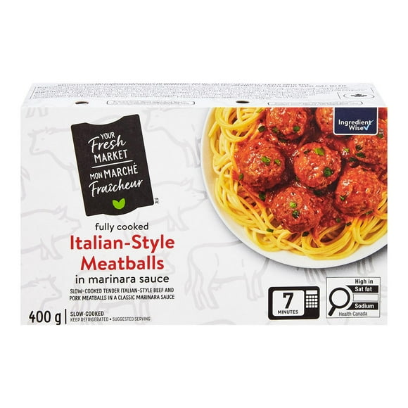 Your Fresh Market Fully Cooked Italian-Style Meatballs in Marinara Sauce, 400 g