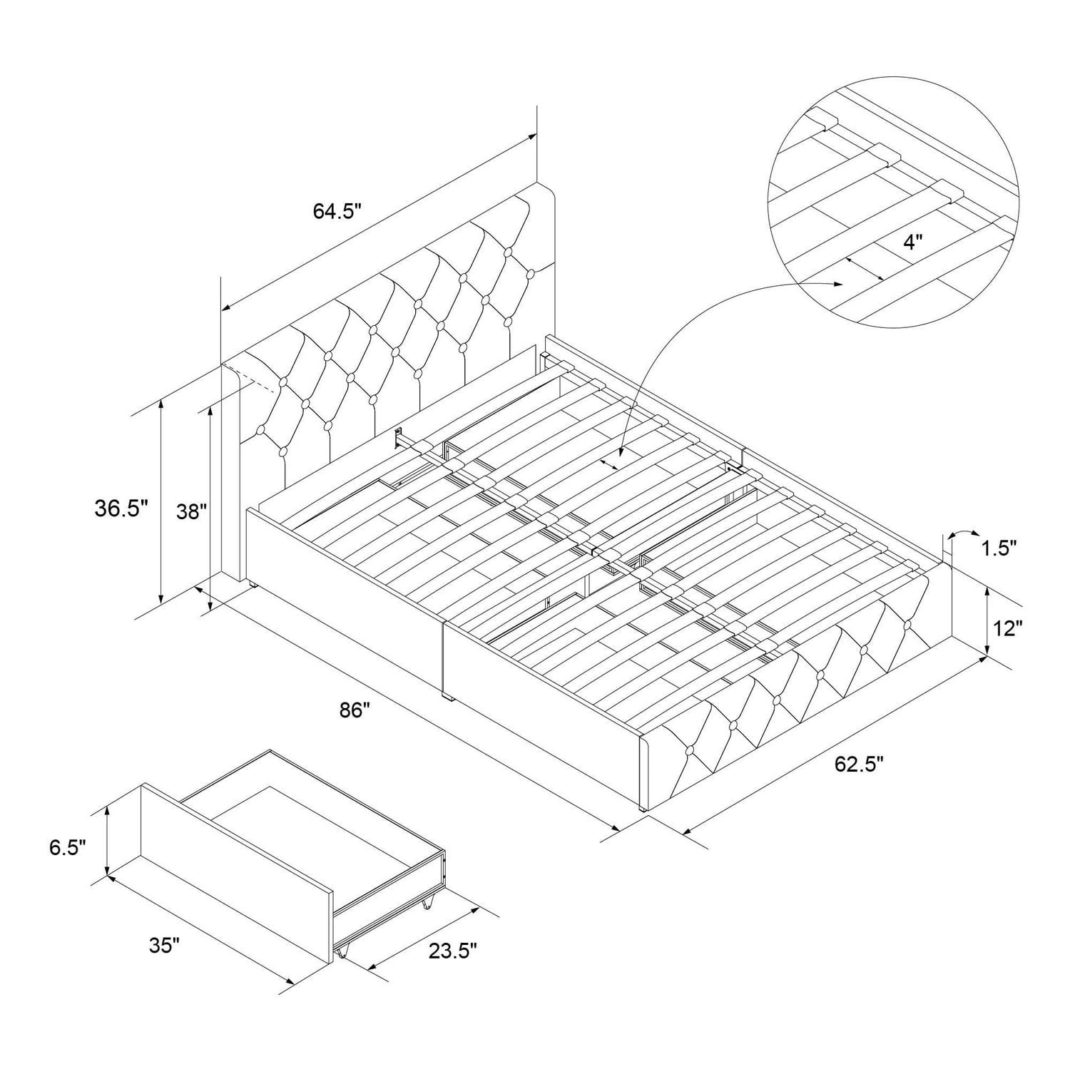 Dhp dakota upholstered bed deals with storage drawers