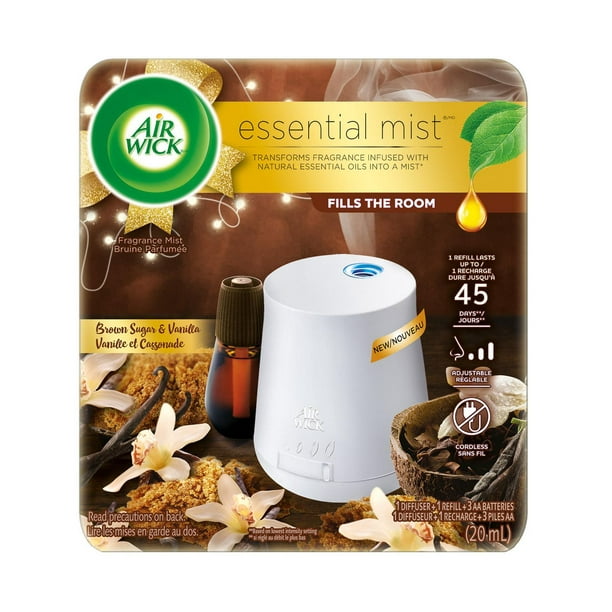 Diffuseur d'huile parfumée Air Wick Essential Mist, lavande et fleur  d'amande, comprend un diffuseur, une recharge et 3 piles AA