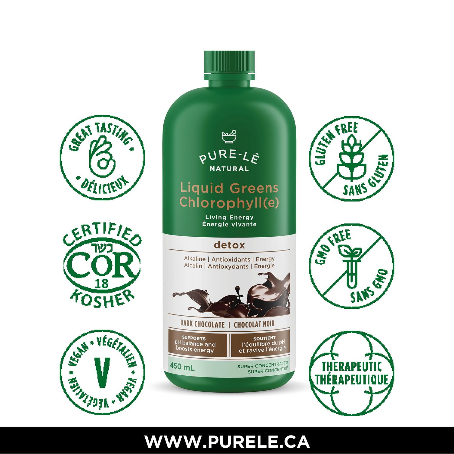 Pure-lē Natural Liquid Greens Chlorophyll Dark Chocolate