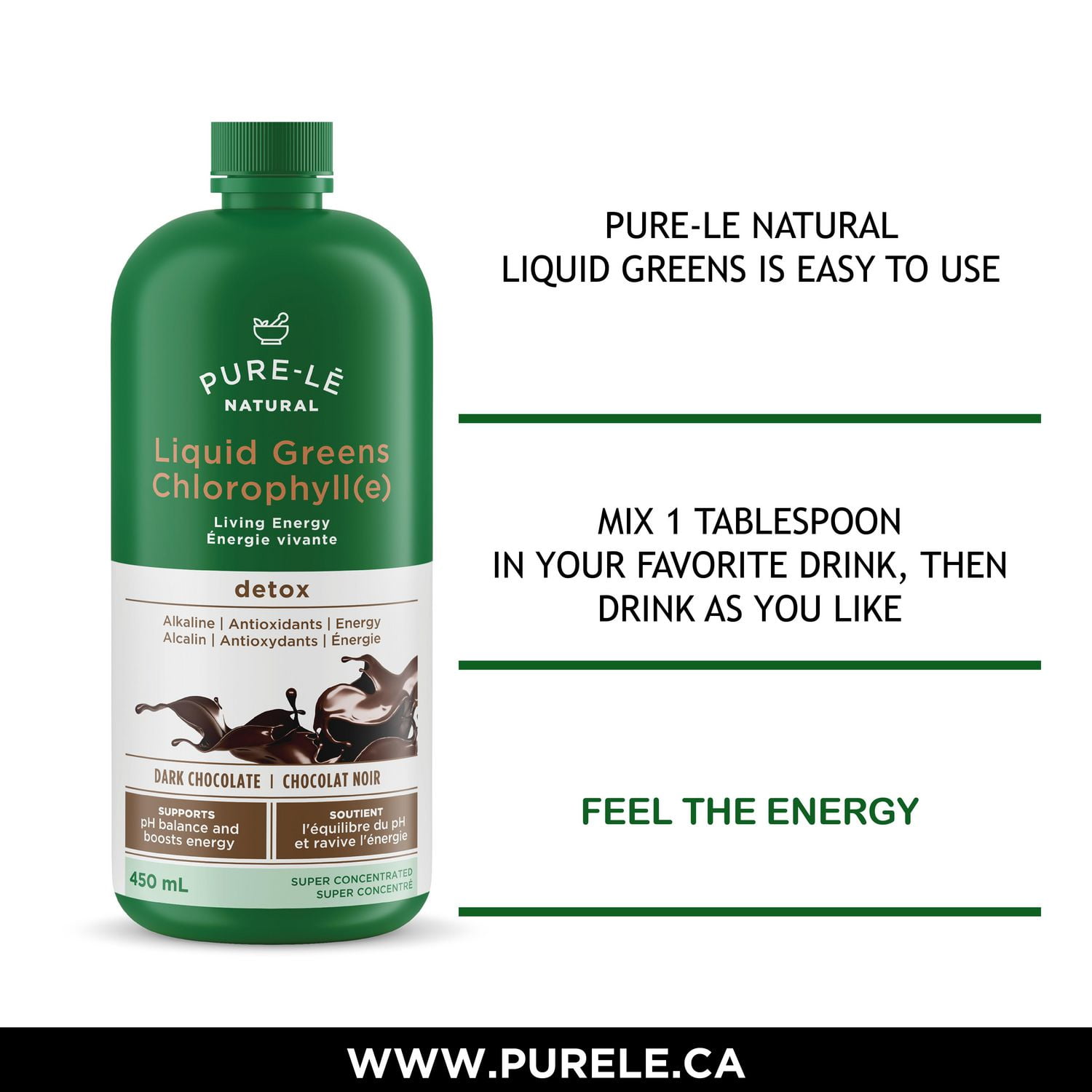 Pure-lē Natural Liquid Greens Chlorophyll Dark Chocolate