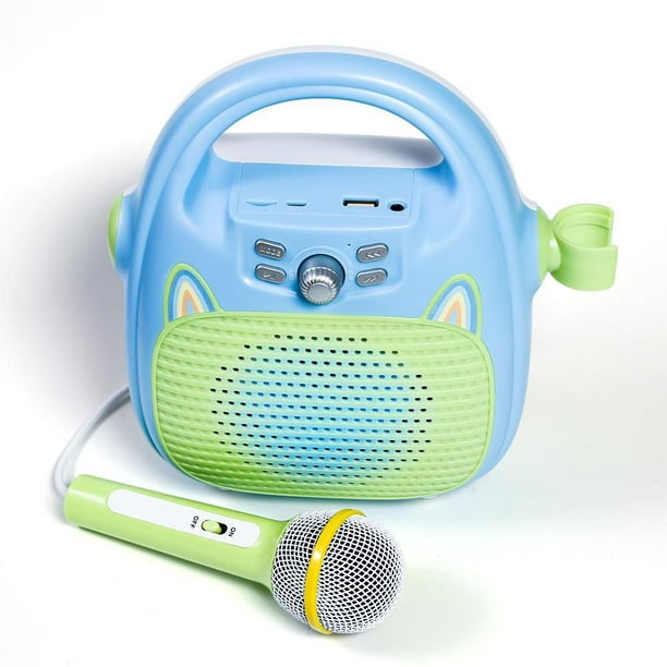 Spark Create Imagine Machine de karaoké pour enfants, haut-parleur  Bluetooth avec microphone, machine à chanter pour enfants 5.0 Bluetooth,  avec spectacle de lumière (Bleu) 