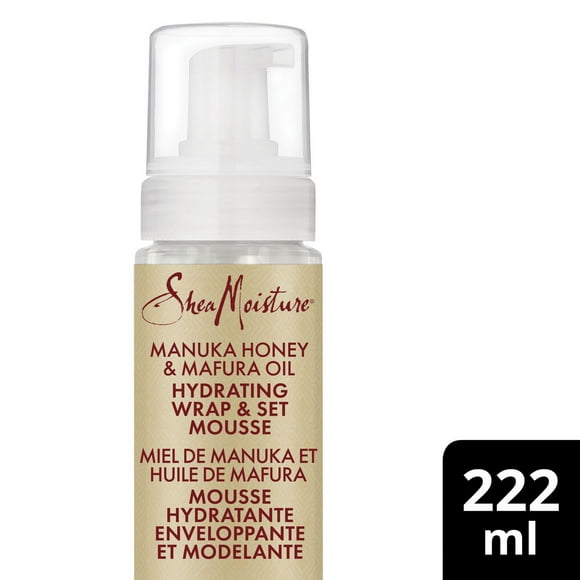SheaMoisture Manuka Honey & Mafura Oil Hydrating Wrap & Set Mousse for Hair Styling with Hold, Body & Shine, 222mL