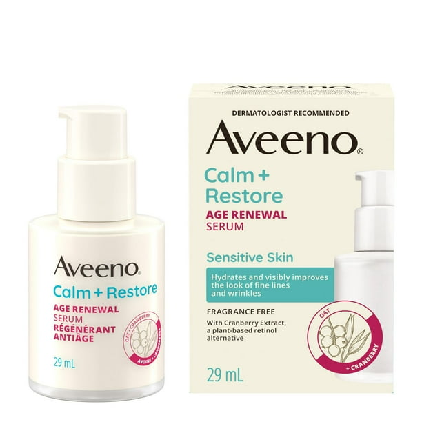 Aveeno® Calm + Restore Age Renewal Serum, Niacinamide, Oat, Cranberry ...