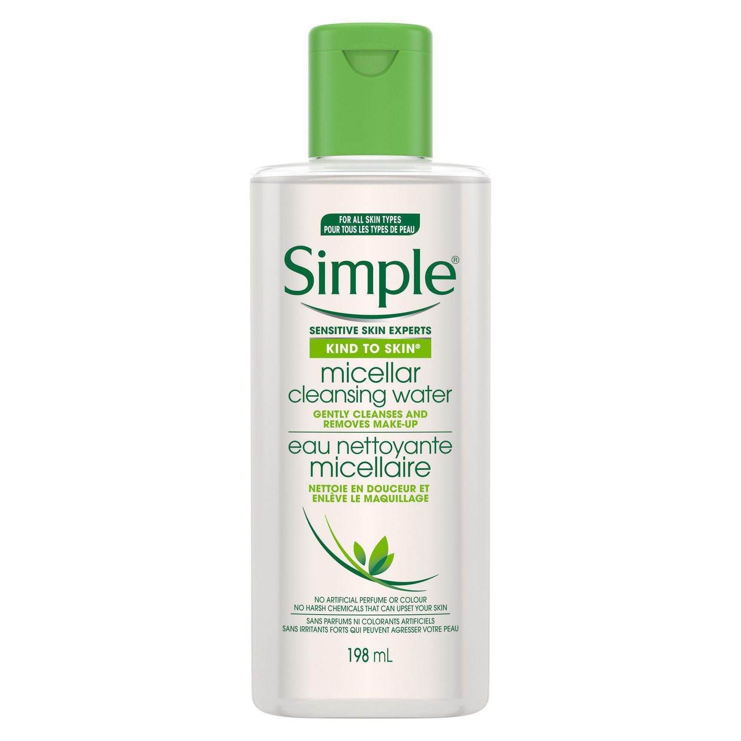 Simple clean. Cleansing Water. Simple kind to Skin Micellaire Gel douche.