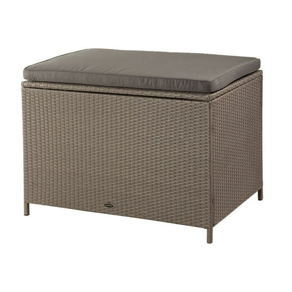 Patioflare Ferrara Wicker Deck Box Bench - Brown, 80 Gallons