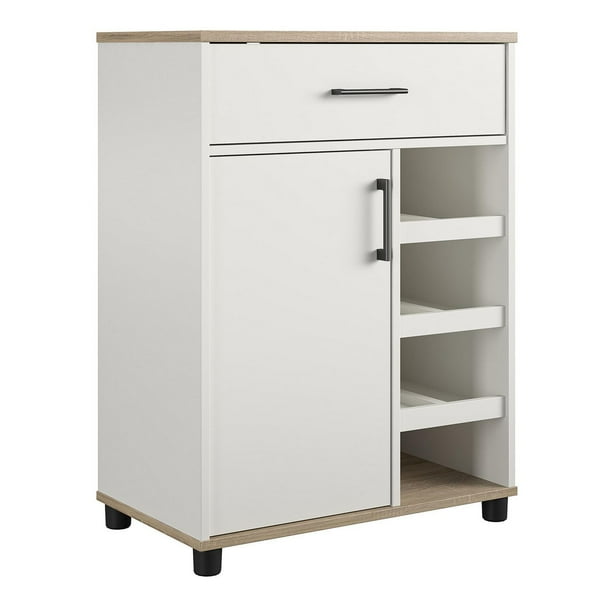 Systembuild Evolution Whitmore Bar Cabinet with Beverage Shelves, White ...