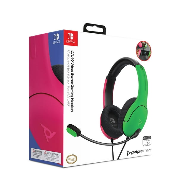Casque PDP Gaming LVL40 Wired Stereo Gaming avec micro antibruit : Nintendo  Switch - Rose & Vert 